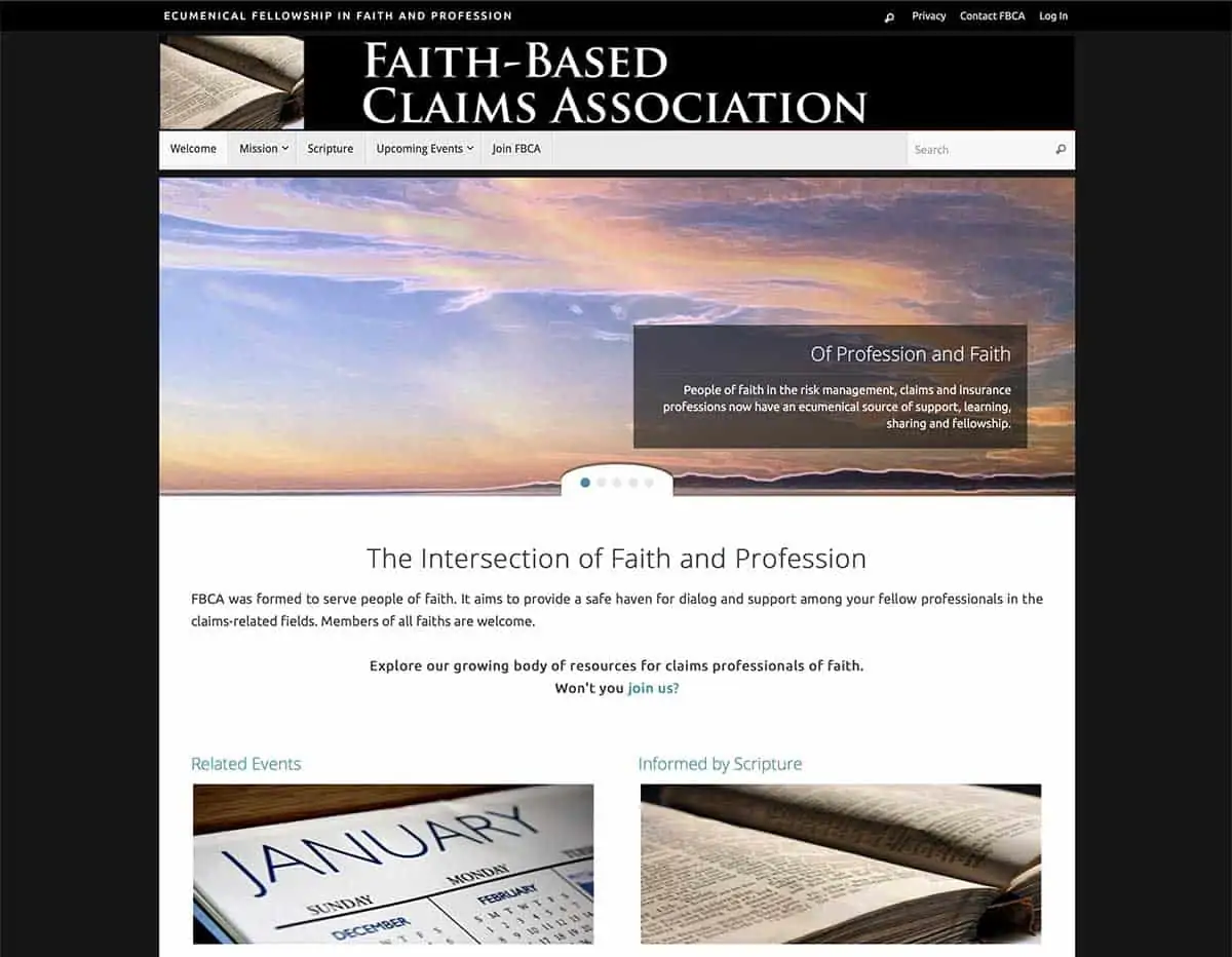 Web design and development for non-profits and associations - for example: www.FaithBasedClaims.org