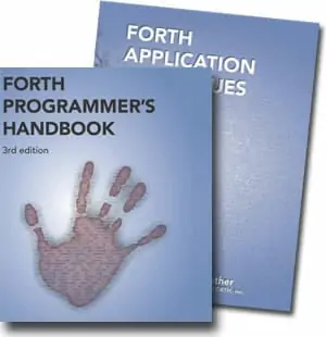 book covers: Forth Programmer's Handbook and Forth Application Techniques, technical documentation and print design, editing writing