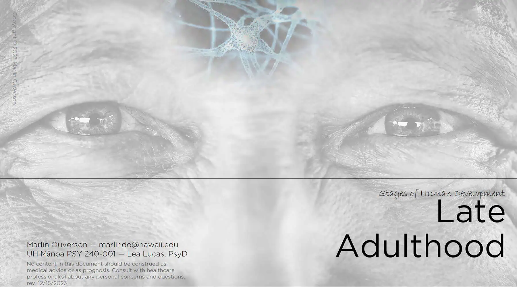 Presentation cover slide: "The Stages of Late Adulthood"